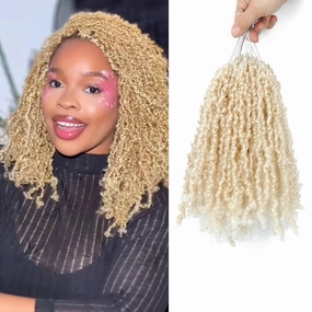 613 Blonde Yanky Twist Crochet Hair 8 Inch 8 Packs Crochet Yanky Twist Hair Spring Mini Twist Hair Extensions Bohemian Passion Twists Braiding Hair for Black Women