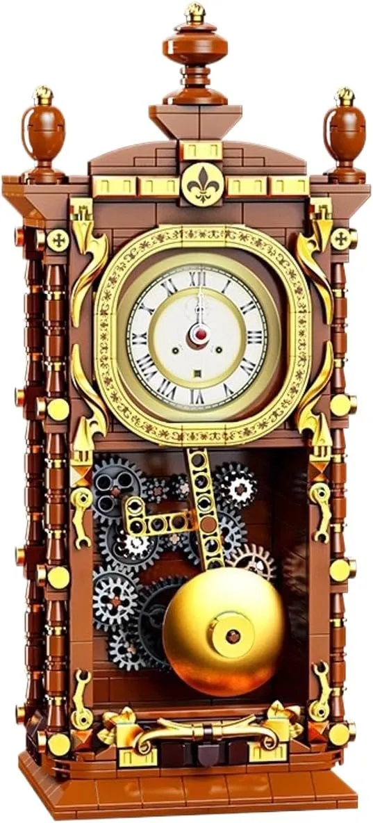 751 pcs Vintage Clock Building Block Set with Functional Clock Mechanism, Swing Pendulum Innovative Model Set for Kids and Adults, Gifts for Birthdays and Christmas