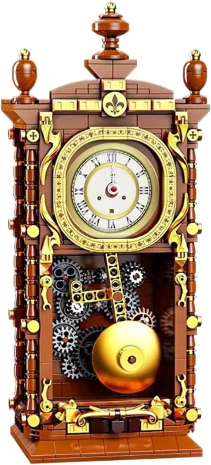751 pcs Vintage Clock Building Block Set with Functional Clock Mechanism, Swing Pendulum Innovative Model Set for Kids and Adults, Gifts for Birthdays and Christmas