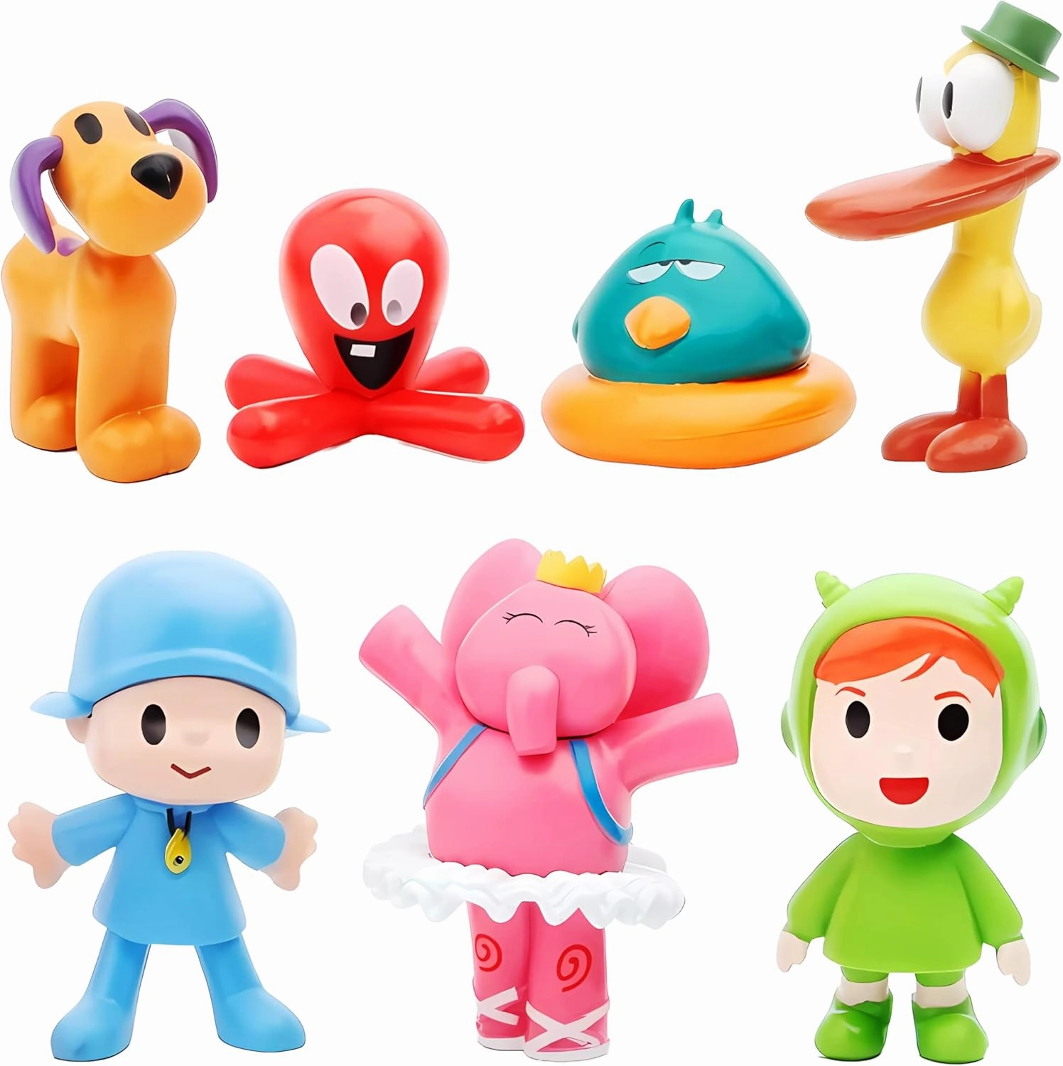 7-Piece Animated Character Set Featuring Pato Loula Fred Nina and Elly 2.6 Inch PVC Action Figures for Collectors Display and Creative Decor