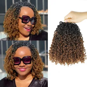8 Inch 9 Packs Yanky Twist Crochet Hair Pre-Twisted Curly Braiding Hair Extensions Pre-looped Senegalese Twist Braids Synthetic Curly Crochet Hair For Black Women(8inch, 9pack, 1b/30)