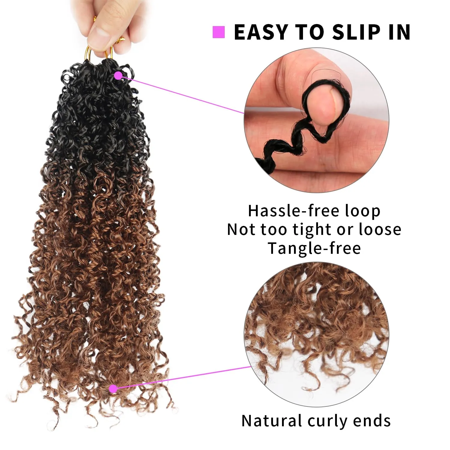 8 Inch Yanky Twist Crochet Hair 9 Packs (270 Strands Total) Pre-looped Yankee Twist Hair Crochet Braids for Women,Senegalese Twists Crochet Hair with Curly Ends Synthetic Crochet Braids (OT1B/30)