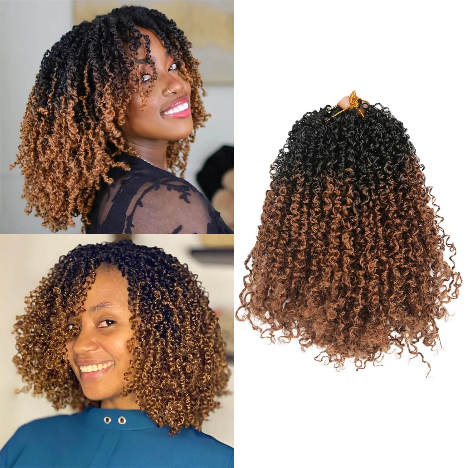 8 Inch Yanky Twist Crochet Hair 9 Packs (270 Strands Total) Pre-looped Yankee Twist Hair Crochet Braids for Women,Senegalese Twists Crochet Hair with Curly Ends Synthetic Crochet Braids (OT1B/30)