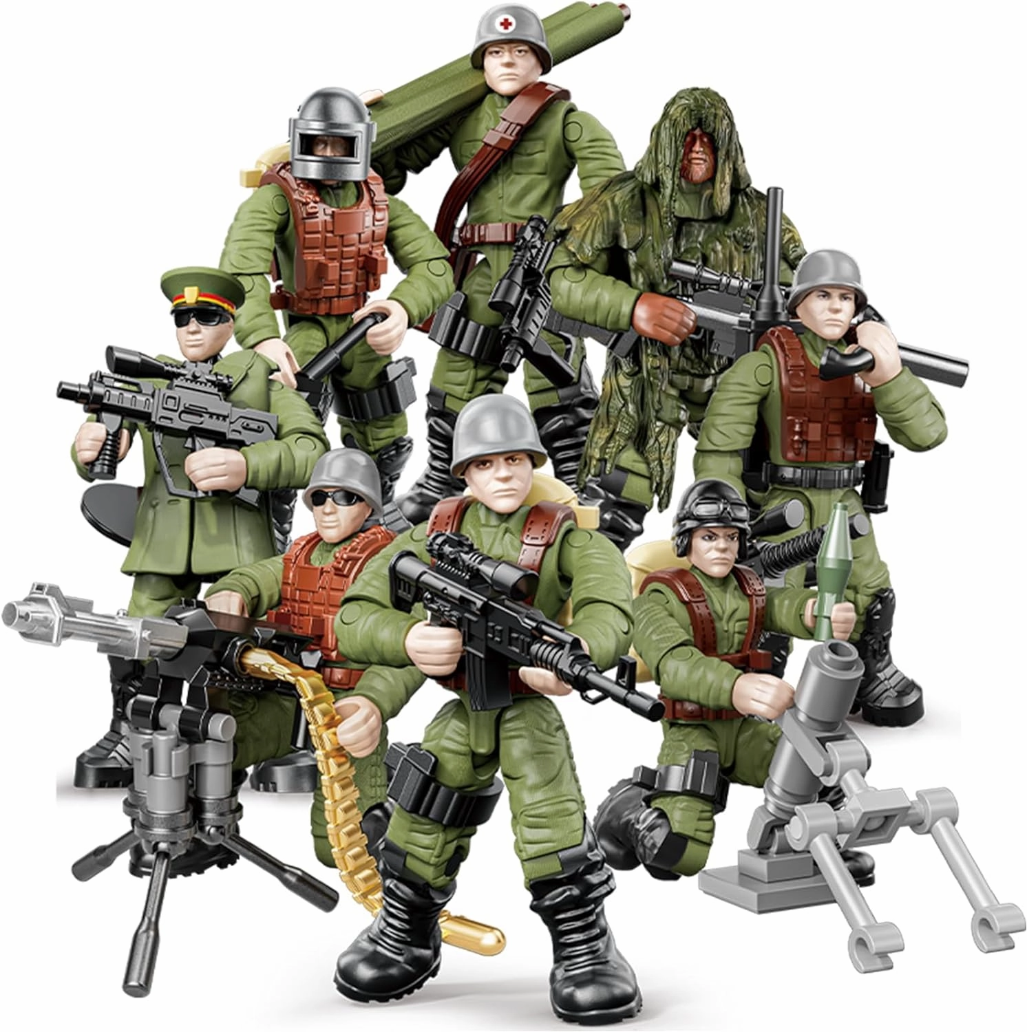 8 PCS Mini Soldier Military Action Figures, Army Model Building Block Toys with Multiple Military Weapons Accessories,Party Favors Set for Kids