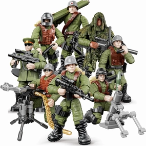 8 PCS Mini Soldier Military Action Figures, Army Model Building Block Toys with Multiple Military Weapons Accessories,Party Favors Set for Kids
