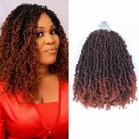 9 Packs Yanky Twist Crochet Hair 14 inch Pre-twisted Passion Twist Crochet Ombre Brown Hair Micro Spring Twist Crochet Hair Extensions Suitable for black women. (T350, 14 Inch (Pack of 9))