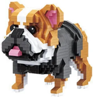 Adorable English Bull Dog Building Block Set, Micro Terrier Bricks, Compatible with Major Brands Bricks, Toy to Combine with Starter Course, Gift for Kids 3 and Up (English Bull Dog)