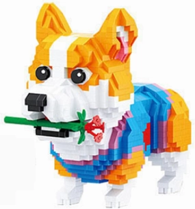 Adorable Corgi Dog Building Block Set, Micro Terrier Bricks, Compatible with Major Brands Bricks, Toy to Combine with Starter Course, Gift for Kids 3 and Up (Corgi)