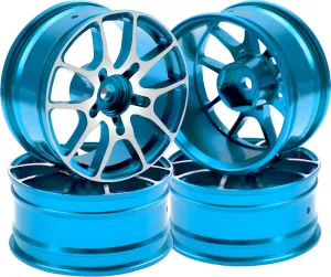 Aluminum Alloy 1/10 On-Road Racing Touring Drift Car Wheel Rims 12mm Hex Hub 26mm Width Compatible with Tamiya TT01 Kyosho RedCat Sakura D4 XIS HSP 1/10 RC Car (Blue)
