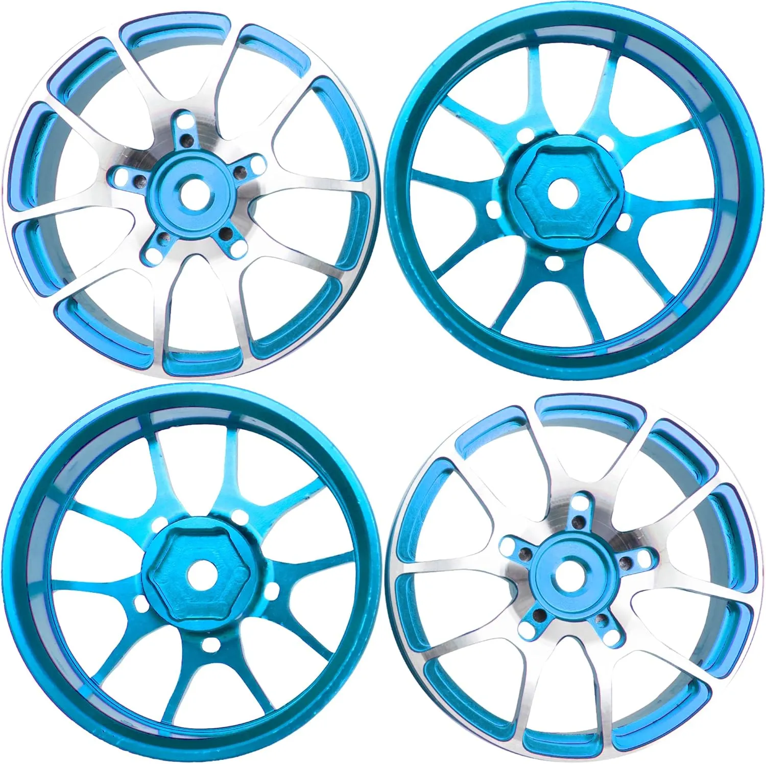 Aluminum Alloy 1/10 On-Road Racing Touring Drift Car Wheel Rims 12mm Hex Hub 26mm Width Compatible with Tamiya TT01 Kyosho RedCat Sakura D4 XIS HSP 1/10 RC Car (Blue)