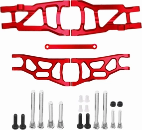 Aluminum Suspension A-Arms Set w/Tie Bar Front Rear Upgrades Parts Compatible with 1/10 Traxxas Slash 2WD RC Car,Replacement of 2555 3631 2532 (Red)