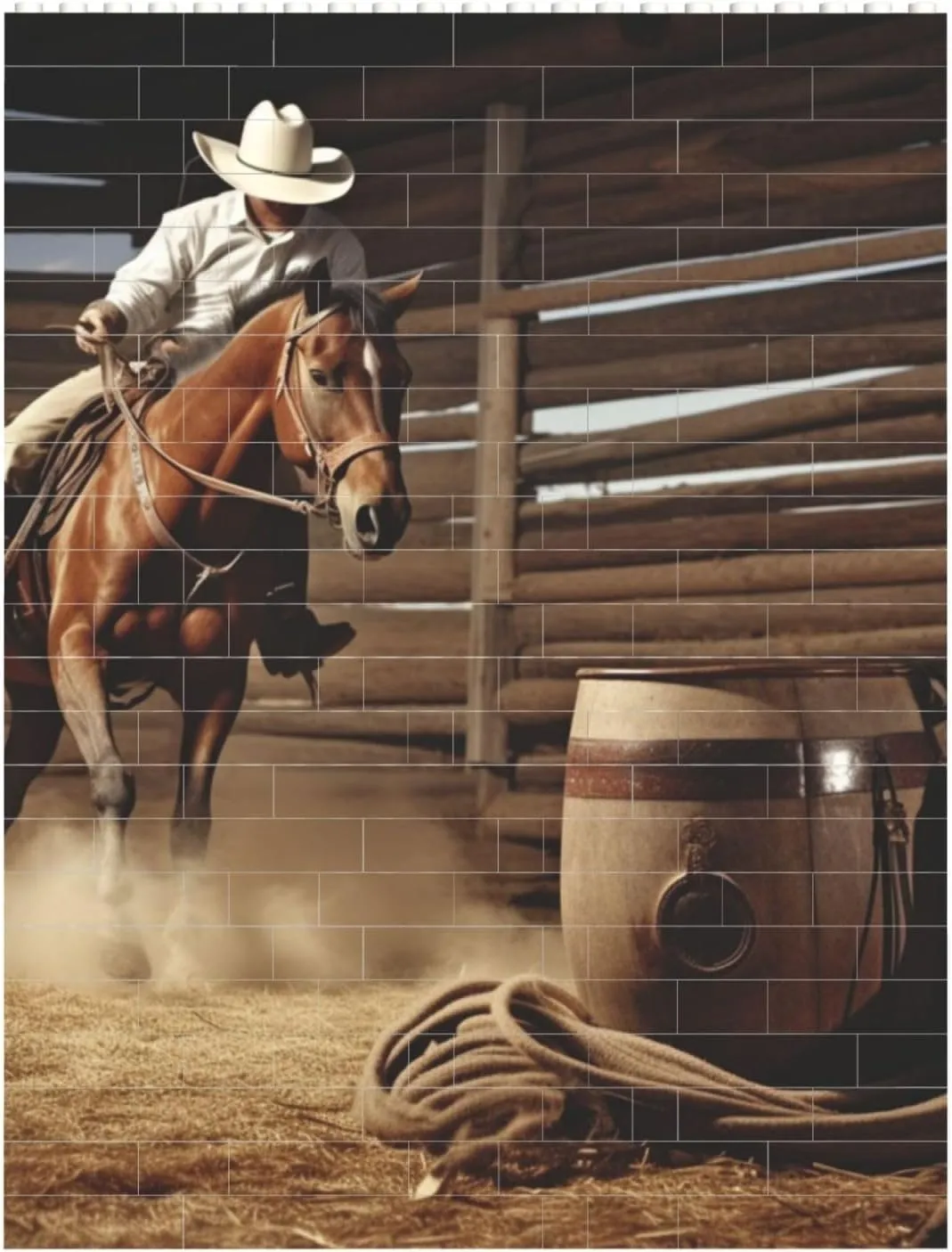 American West Rodeo Building Block Puzzle Personalized Building Bricks Block Puzzle Building Family Keepsake DIY Brick Block Puzzles Valentine's Day Gifts for Home Decor Brick Puzzle
