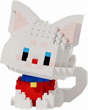Animal Micro Building Blocks Set Mini Cat Building Toy Bricks Kits for Adult and Kids (2 in 1 White cat)