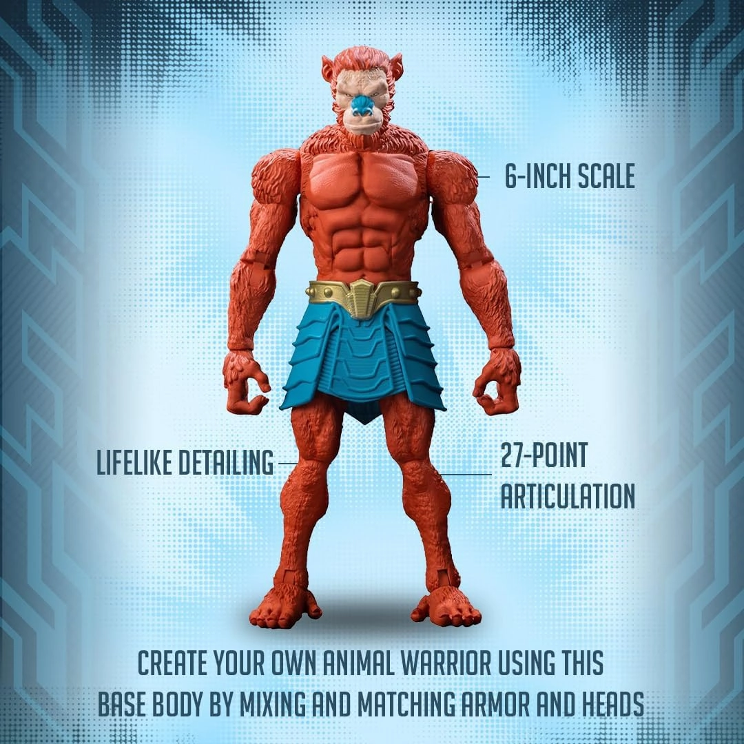 Animal Warriors of the Kingdom - Primal: Ancients Feral Beasty 6-Inch Action Figure, 27 Points of Articulation, Customizable Character Creator Base, Includes Extra Hands, Window Box Packaging