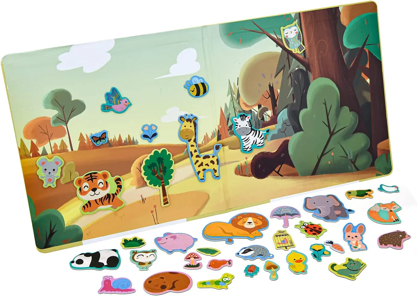 Animals Fridge Magnets for Kids, 50 PCS Refrigerator Magnets for Toddlers, Create a Scene Magnetic Play Sticker Book Travel Game Educational Toys for Kids