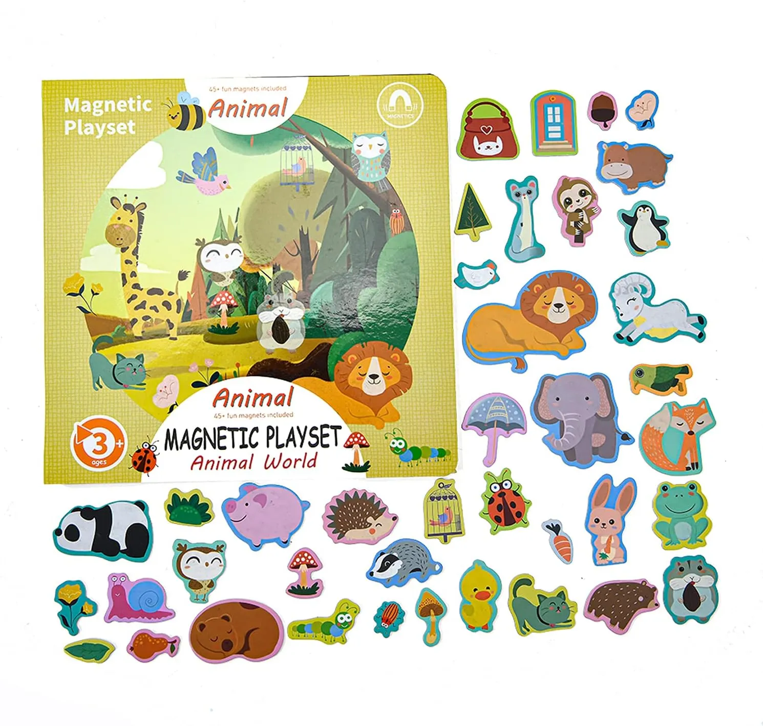 Animals Fridge Magnets for Kids, 50 PCS Refrigerator Magnets for Toddlers, Create a Scene Magnetic Play Sticker Book Travel Game Educational Toys for Kids