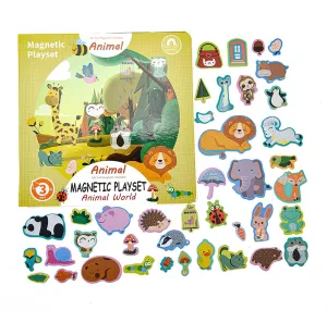Animals Fridge Magnets for Kids, 50 PCS Refrigerator Magnets for Toddlers, Create a Scene Magnetic Play Sticker Book Travel Game Educational Toys for Kids