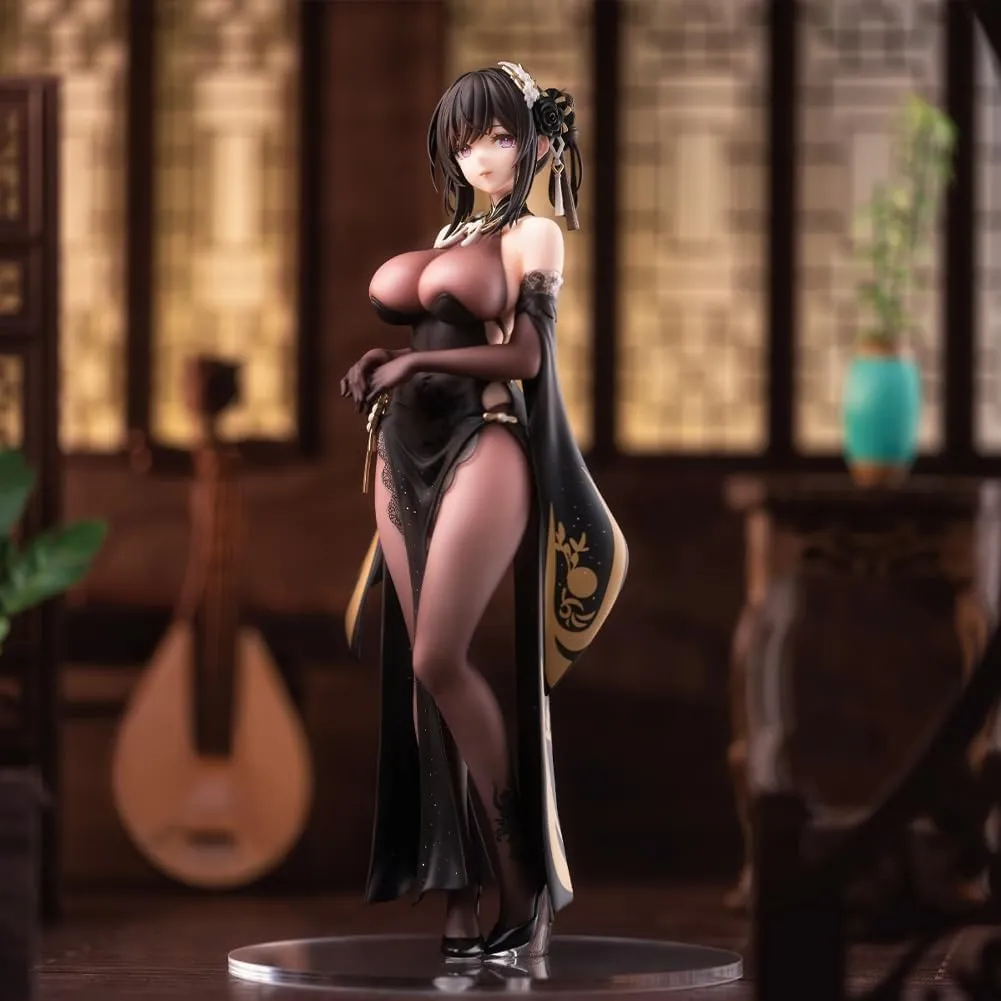 Anime Chen Hai Figure Statue, 10.2in Standing Black Cheongsam Dress Model Chen Hai Action Figure, Game Character Collectible Desktop Figurine, for Room Decor or Gifts