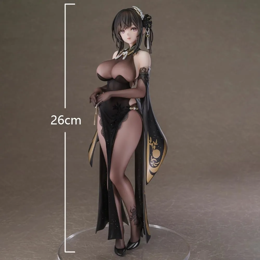 Anime Chen Hai Figure Statue, 10.2in Standing Black Cheongsam Dress Model Chen Hai Action Figure, Game Character Collectible Desktop Figurine, for Room Decor or Gifts