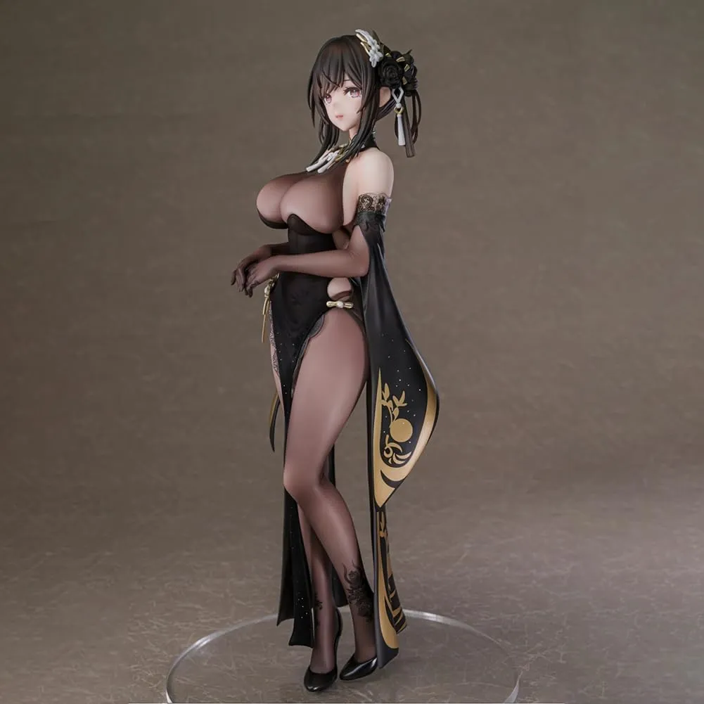 Anime Chen Hai Figure Statue, 10.2in Standing Black Cheongsam Dress Model Chen Hai Action Figure, Game Character Collectible Desktop Figurine, for Room Decor or Gifts