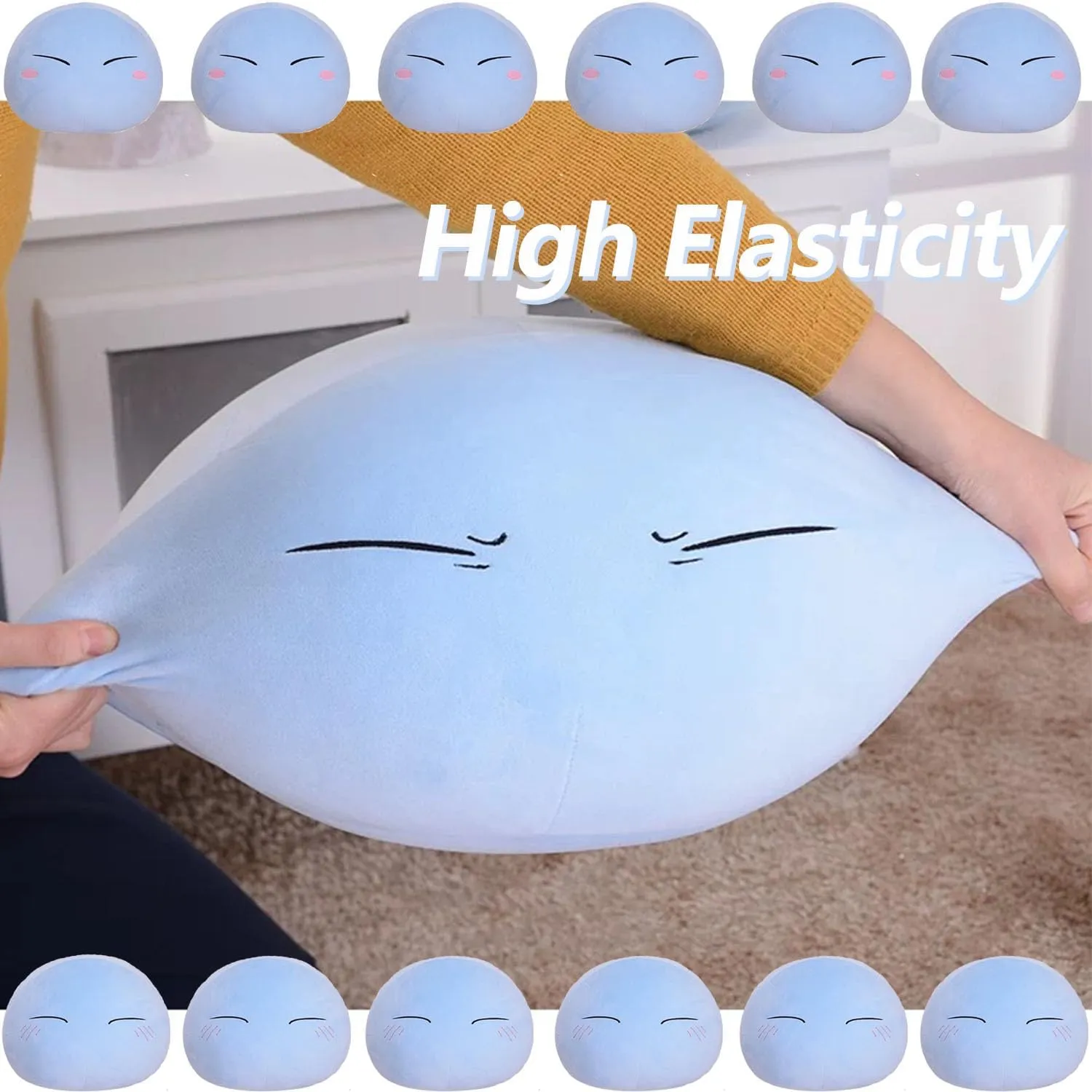 Anime That Time I Got Reincarnated as a Slime Plushie Anime Tensei Shitara Slime Datta Ken Tempest Rimuru Stuffed Doll Plush Pillows Plush Stuffed Doll Pillow Toys Gifts (17.7in, Happy)