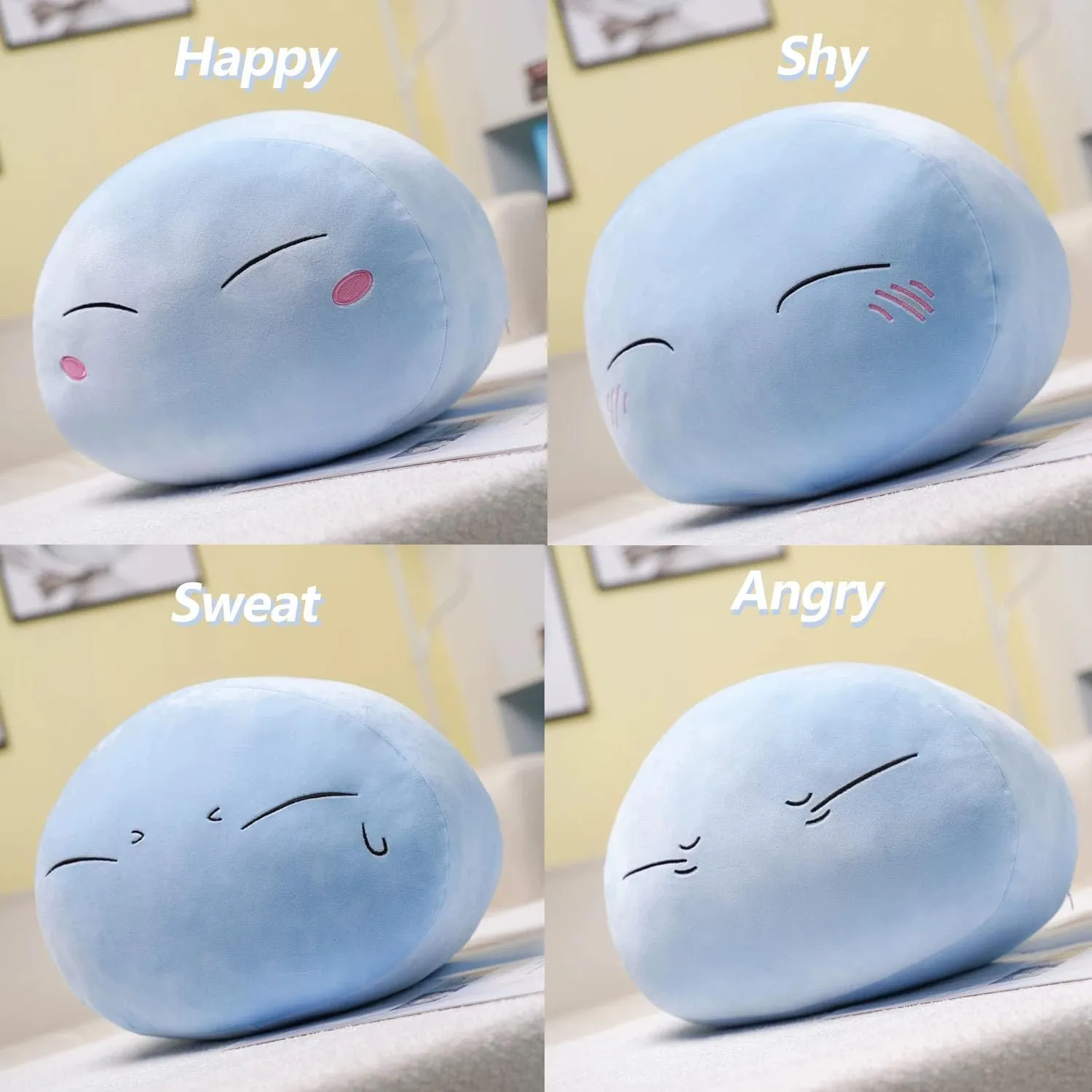 Anime That Time I Got Reincarnated as a Slime Plushie Anime Tensei Shitara Slime Datta Ken Tempest Rimuru Stuffed Doll Plush Pillows Plush Stuffed Doll Pillow Toys Gifts (17.7in, Happy)