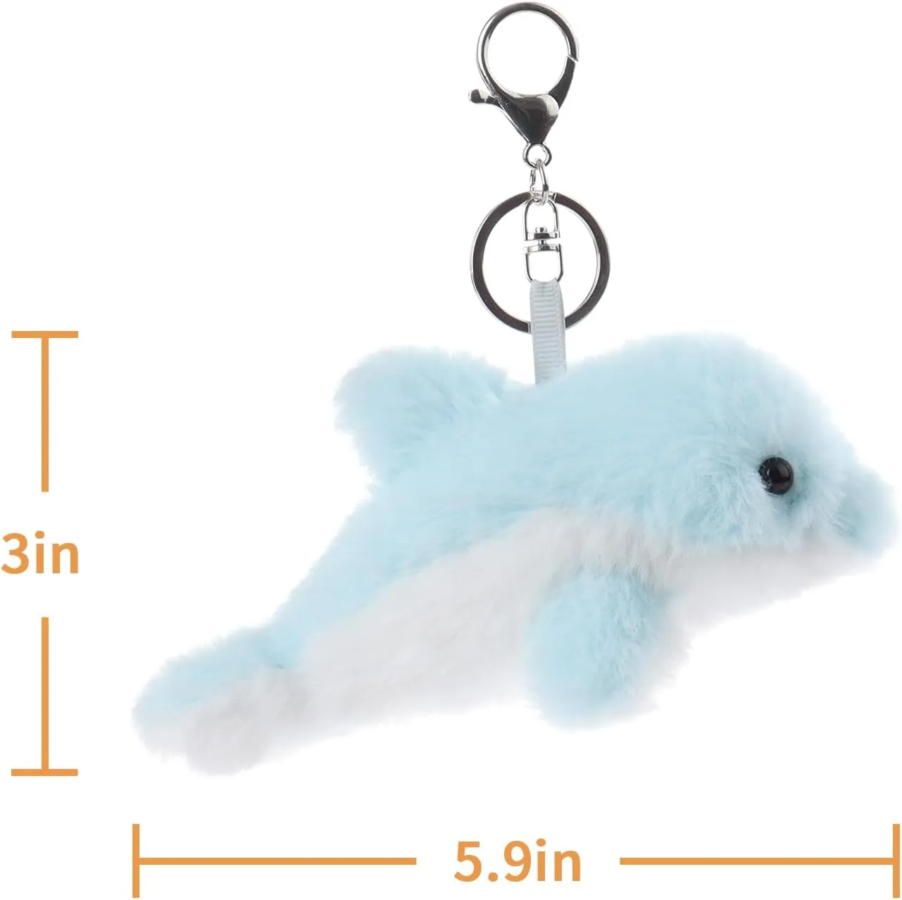 Apricot Lamb Cute Toys Plush Dolphin Stuffed Animal Soft Keychain for Kids Bag, Purse, Backpack, Handbag (6 Inches)