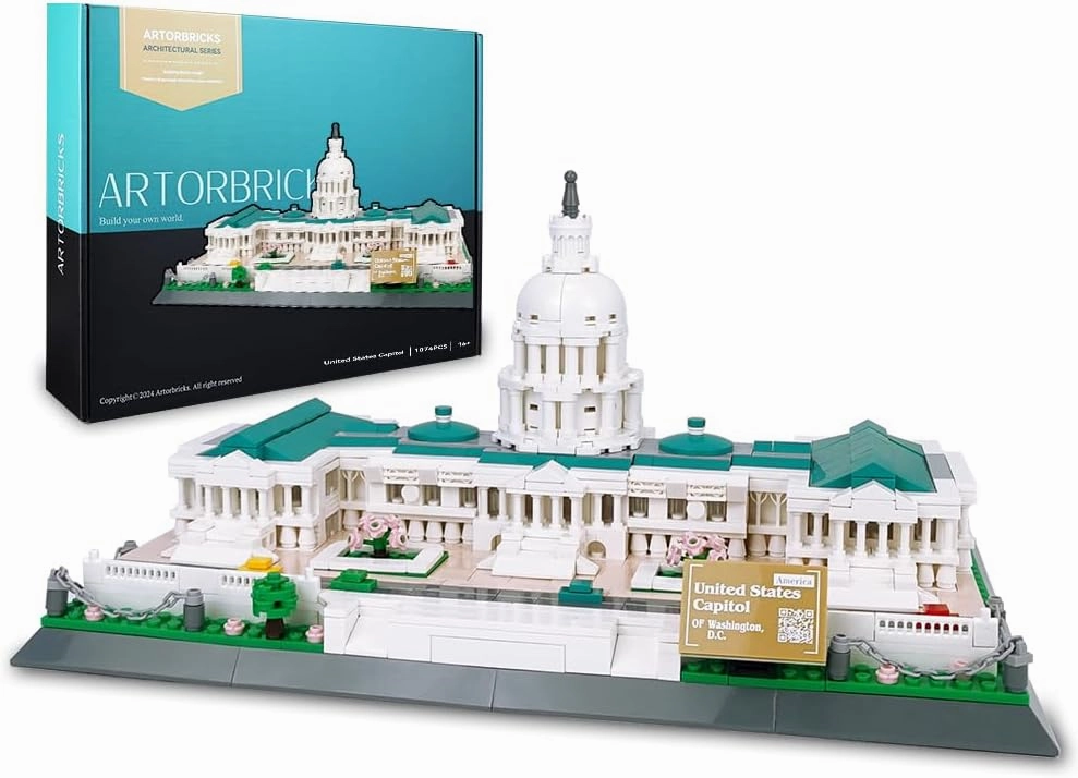 Architectural United States Capitol Building Collection Building Set Model Kit and Gift for Adults (1074 Pieces)