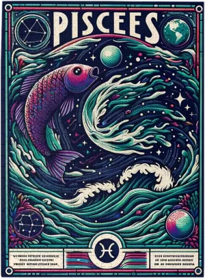 Artistic Pisces With Swimming Fishes Jigsaw Puzzles For Adults 500 Pieces, Unique Zodiac For Home Decor,Ideal For Party Game Nights,Brainstorming For Stress Relief