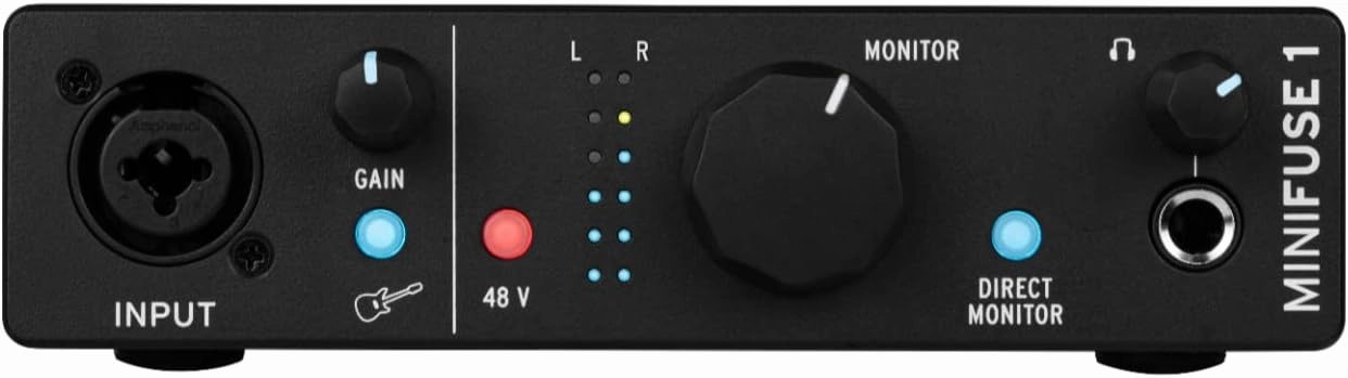 Arturia MiniFuse 1 - Compact USB Audio Interface with Creative Software for Recording, Production, Podcasting, Guitar - Black