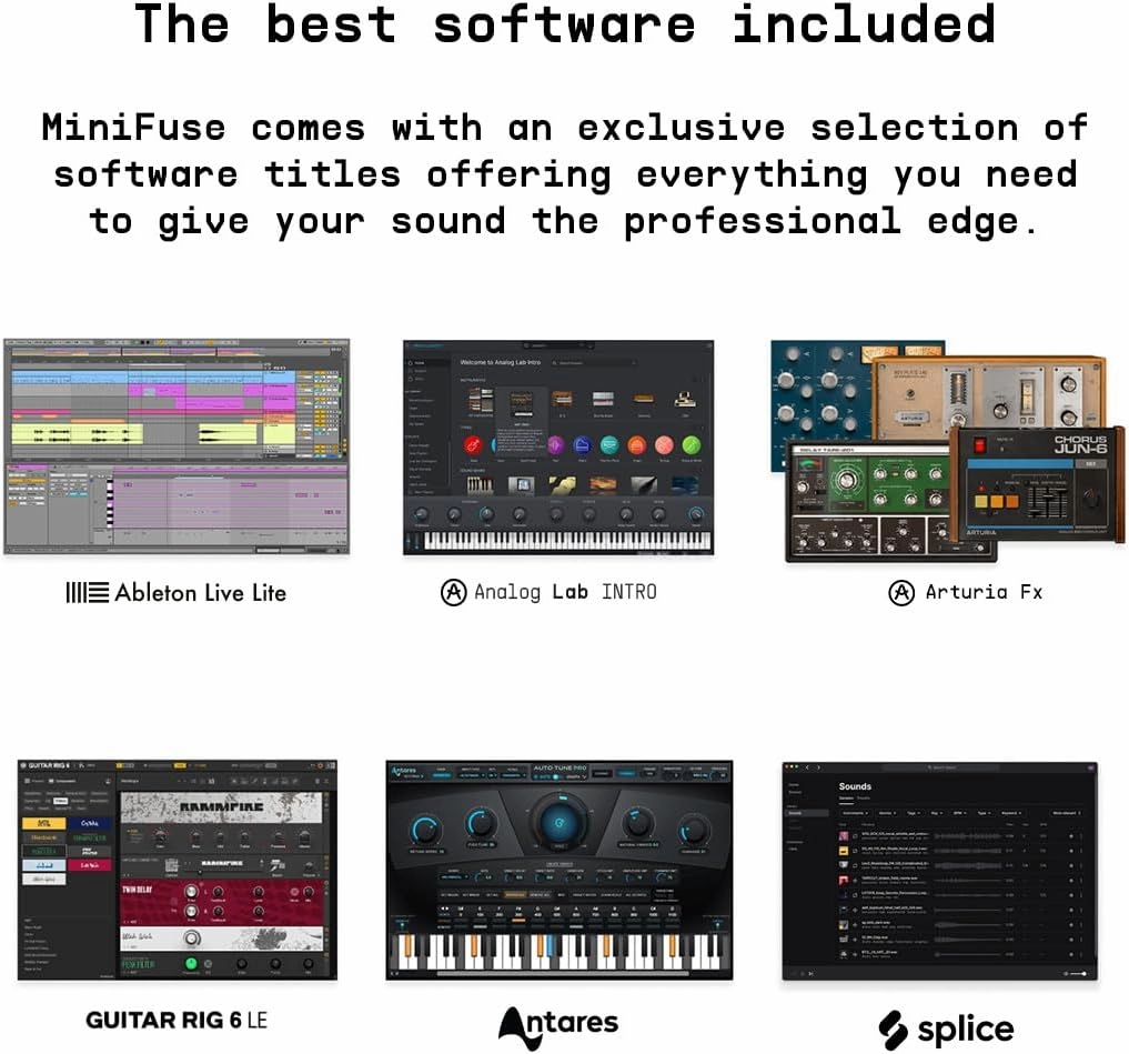 Arturia MiniFuse 1 - Compact USB Audio Interface with Creative Software for Recording, Production, Podcasting, Guitar - Black