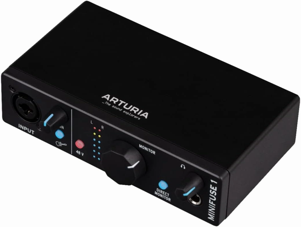 Arturia MiniFuse 1 - Compact USB Audio Interface with Creative Software for Recording, Production, Podcasting, Guitar - Black