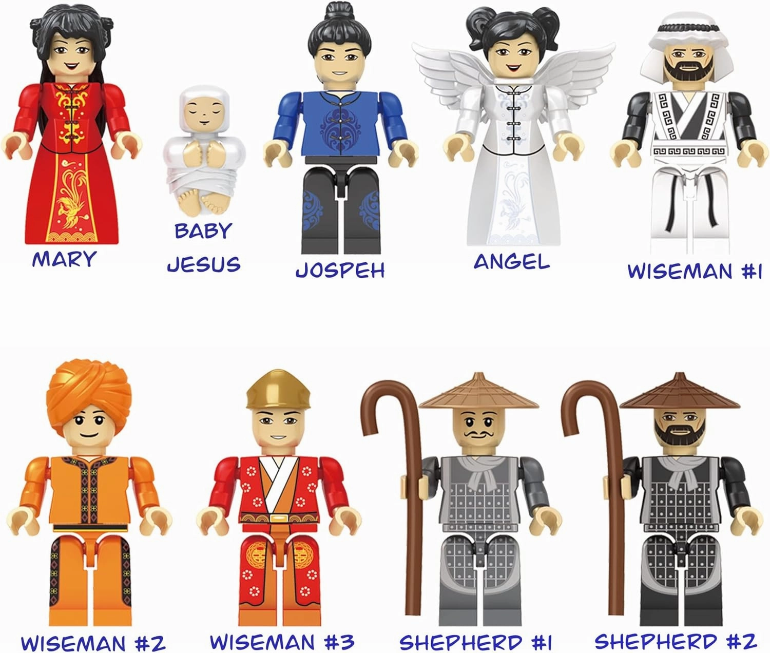 Asian Nativity International Series - Block Building Nativity Set for Ages 12  (917 Pieces)