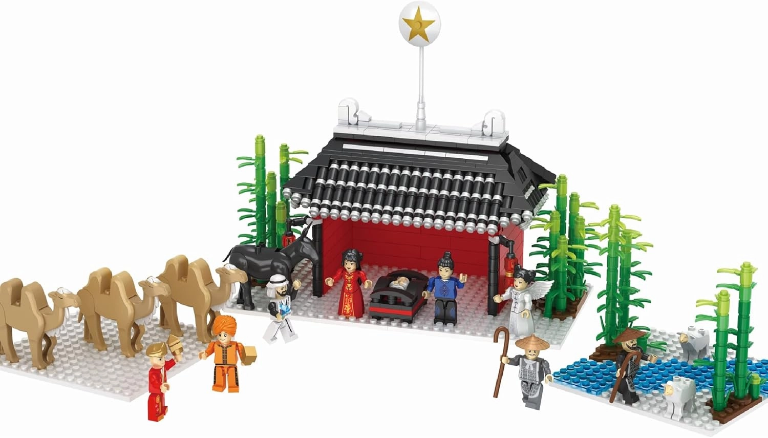 Asian Nativity International Series - Block Building Nativity Set for Ages 12  (917 Pieces)