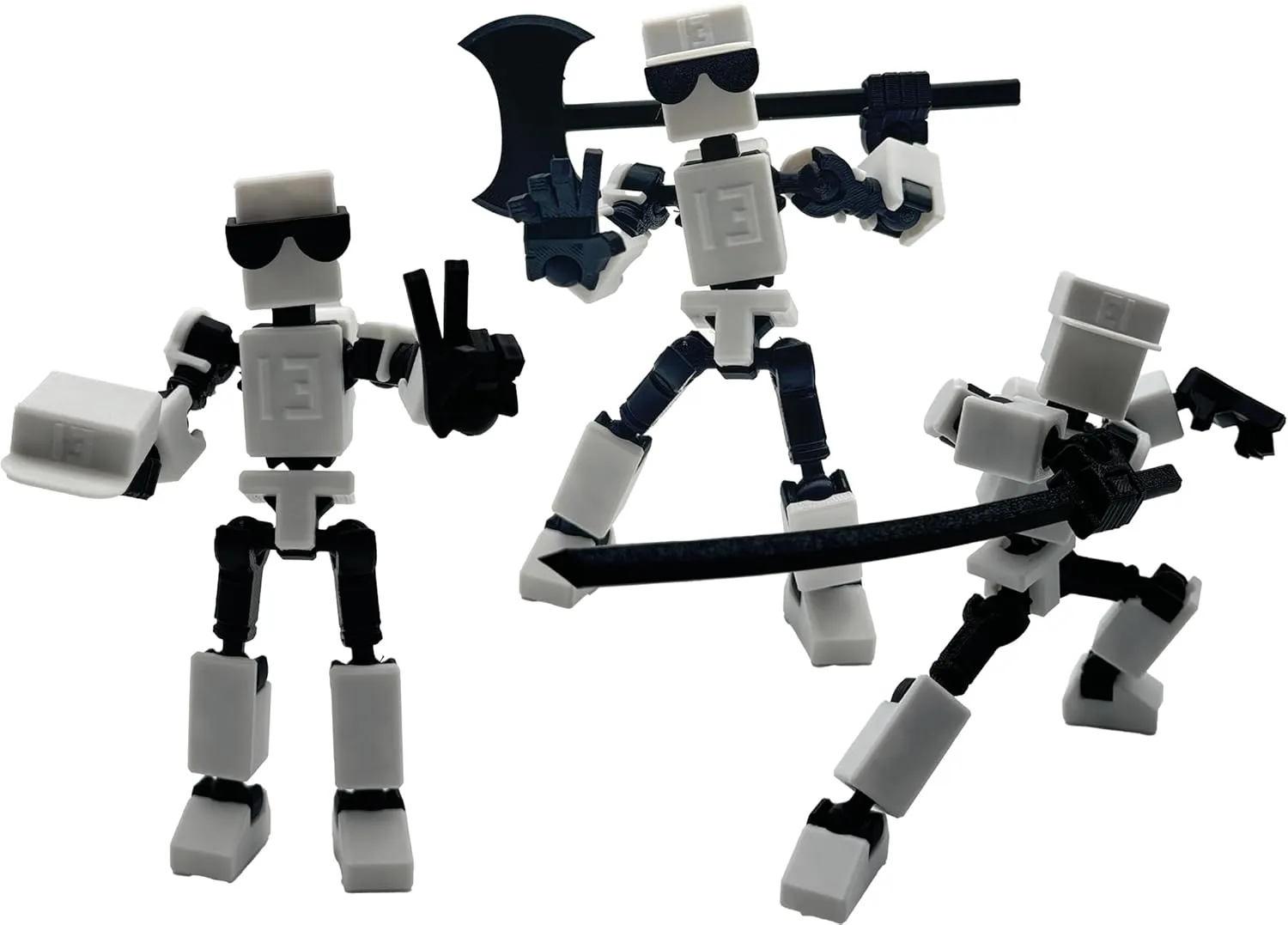 (Assembly Completed) 3D Printed 6.65-inch Action Figure Mini-13, Full Body Mechanical Movable Toy, Multiple Accessories, Desk Decoration, Creative Gifts (White)