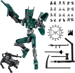 (Assembly Completed) T13 Action Figure Set,3D Printed robo 13 Action Figure Articulated, Dummy 13 Lucky 13 Gift for Collectors Desktop Decorations (Green)