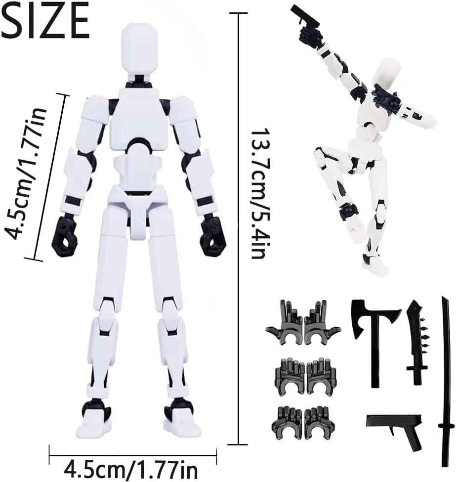 Assembly Completed- Titan 13 Action Figure, Upgrade T-Robot 13 Action Figures, New Dummy Robot 13 , 3D Printed Multi Action Figure Set,Creative Gifts for Children Adults (5pcs(Assembly Completed))
