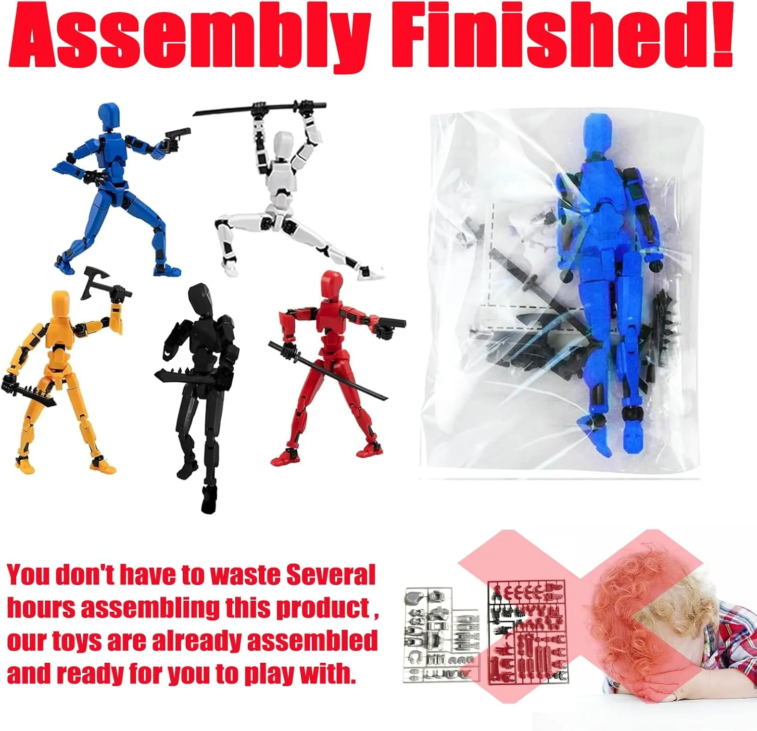 Assembly Completed- Titan 13 Action Figure, Upgrade T-Robot 13 Action Figures, New Dummy Robot 13 , 3D Printed Multi Action Figure Set,Creative Gifts for Children Adults (5pcs(Assembly Completed))