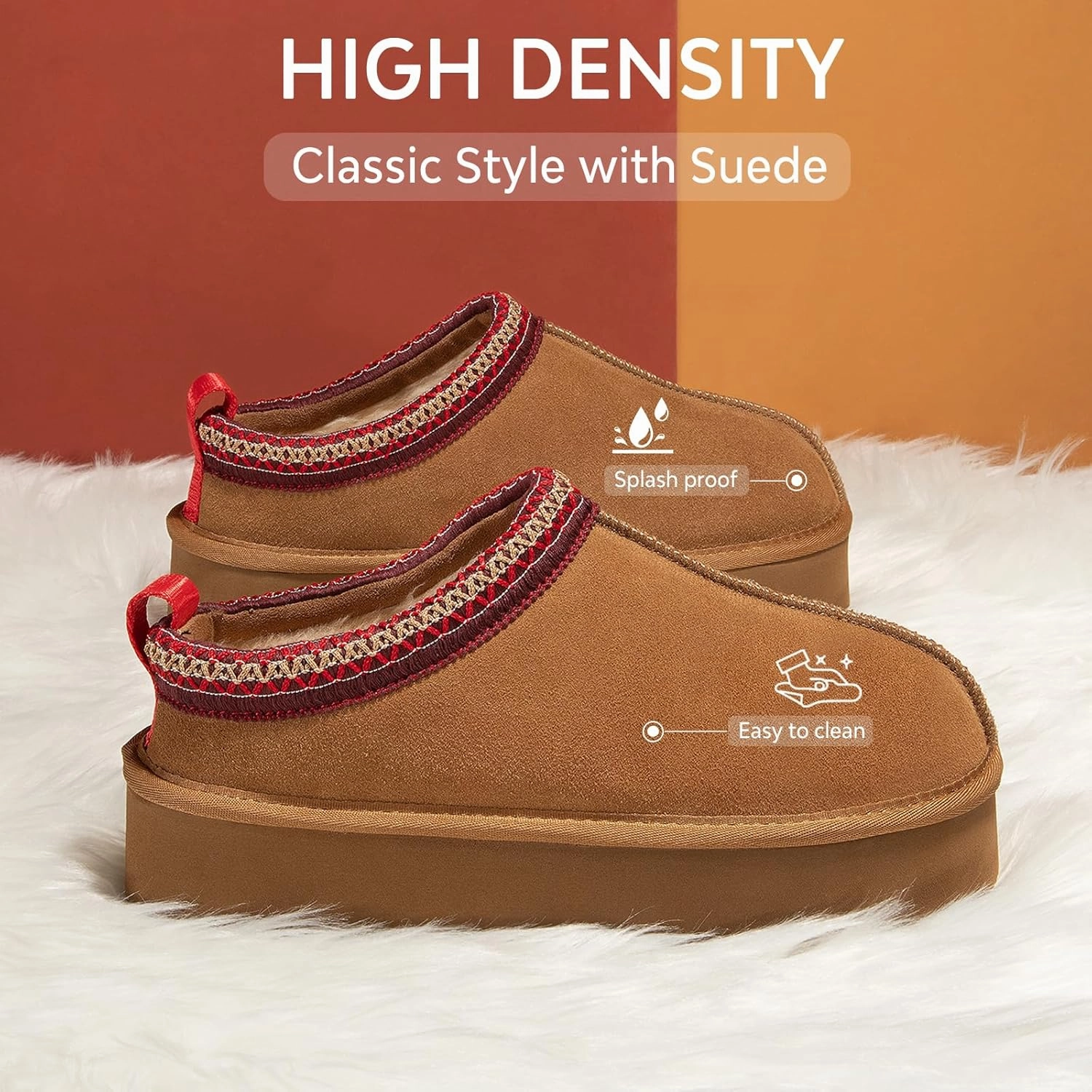 ATHMIE Womens Platform Slippers Ankle Mini Boots with Fluffy Fleece Lined Indoor Outdoor Anti-Slip Memory Foam Winter House Shoes for Cozy Comfort