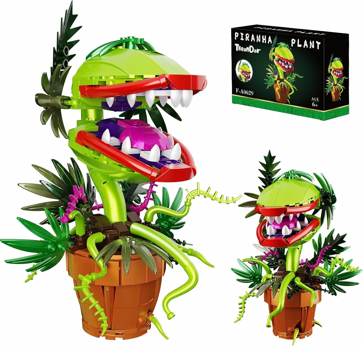 Audrey II Piranha Plant Building Blocks Set, Cannibal Plants Bonsai Building Set, Christmas Halloween Horror Flower Décor Gifts for Adults, Creative Gift for Home Décor and Office Art
