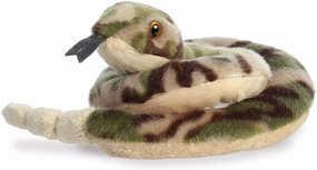 Aurora, 31839, Mini Flopsie Slick Snake, 23 cm, Eco-Responsible Plush, Green & Brown