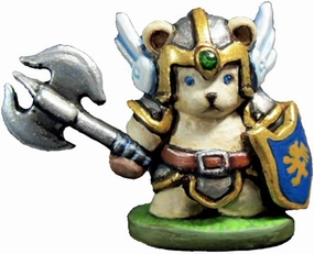 Aurora Model Teddy Bear Knight wDouble Ax Unpainted Miniature Metal Figure