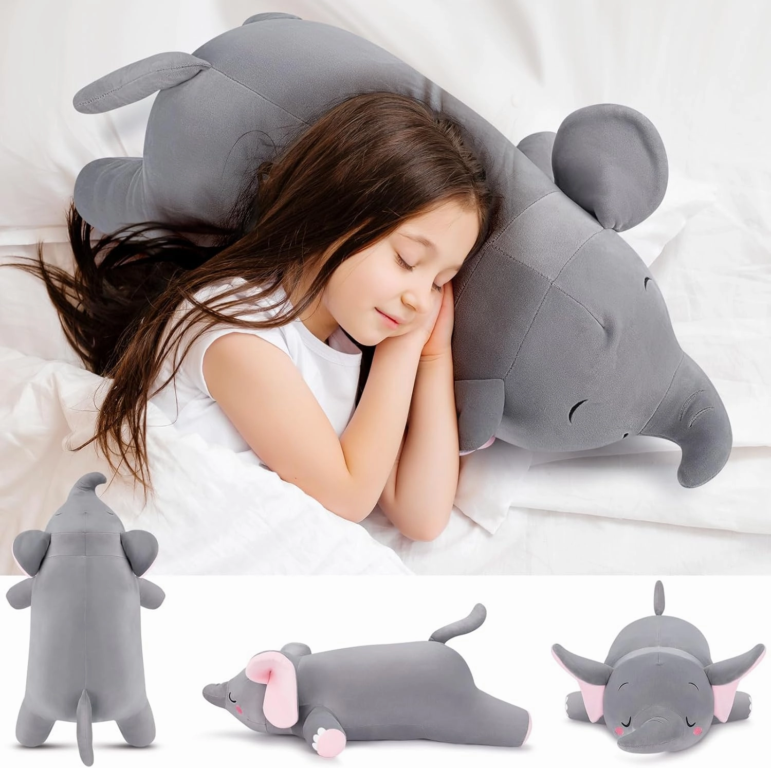 Auspicious beginning 30'' Elephant Stuffed Animals – Stuff Animal Plush Toy for Kids Girls Boys, Large Elephants Plushie Toys for Birthday Christmas, Sweet Romantic