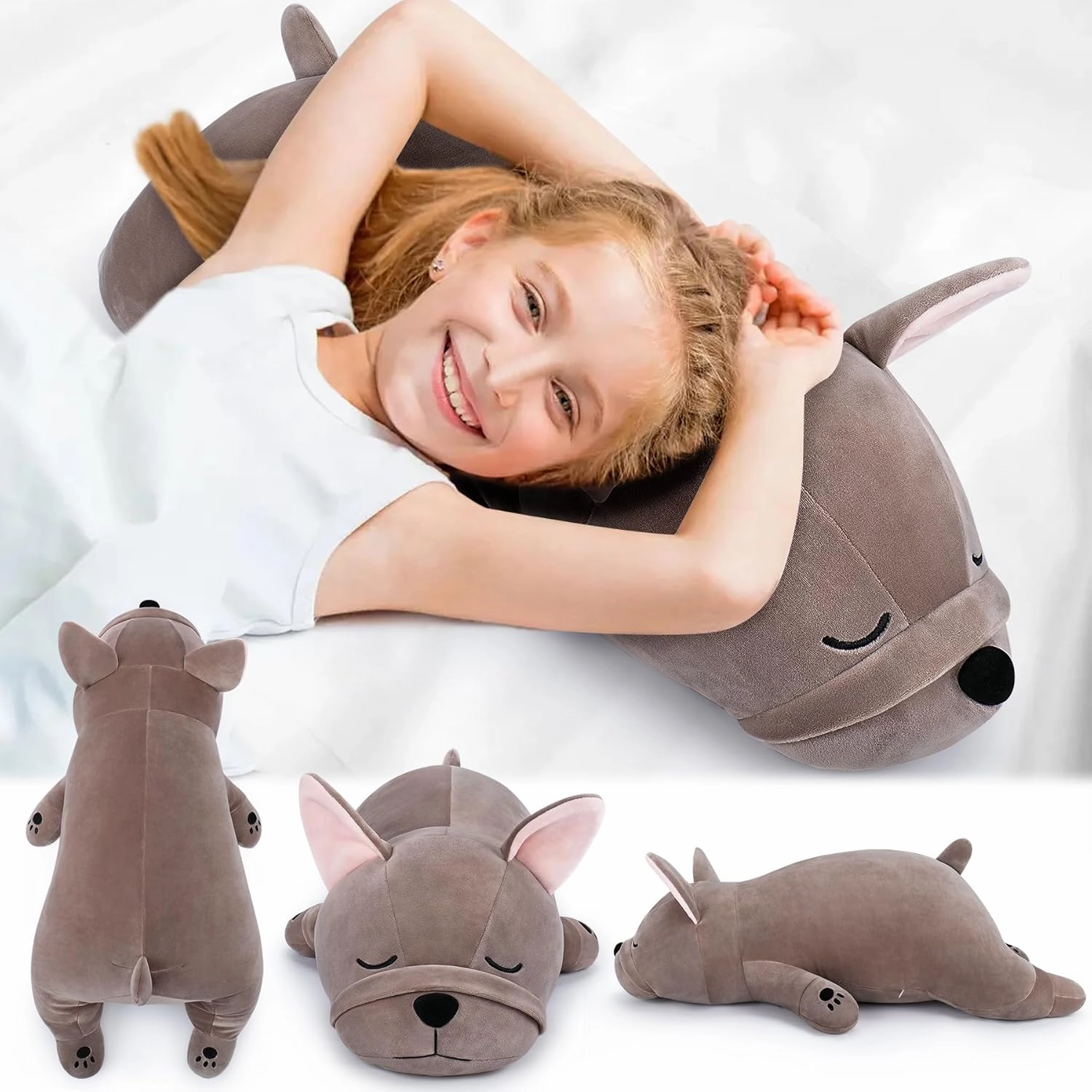 Auspicious beginning 30'' Giant French Bulldog Plush Stuffed Animal- French Bulldog Dog Plush Pillow Plushies, Large Sleeping Body Pillow Dog Plushie Toy, Christams Birthday Gifts for Kids Girls Boys