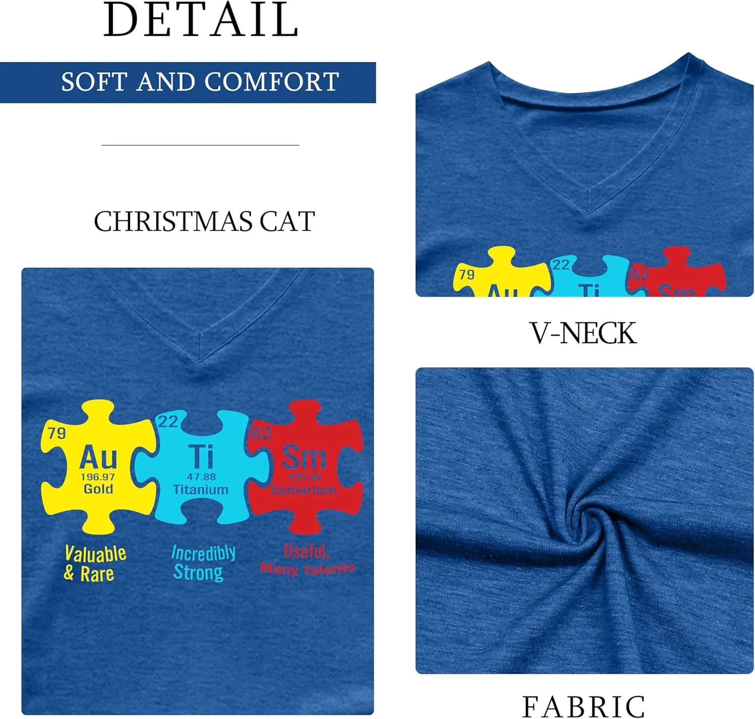 Autism Awareness Shirt for Women I Wear Blue Tshirt Autistic Mom T-Shirt Puzzle Piece Short Sleeve Tops