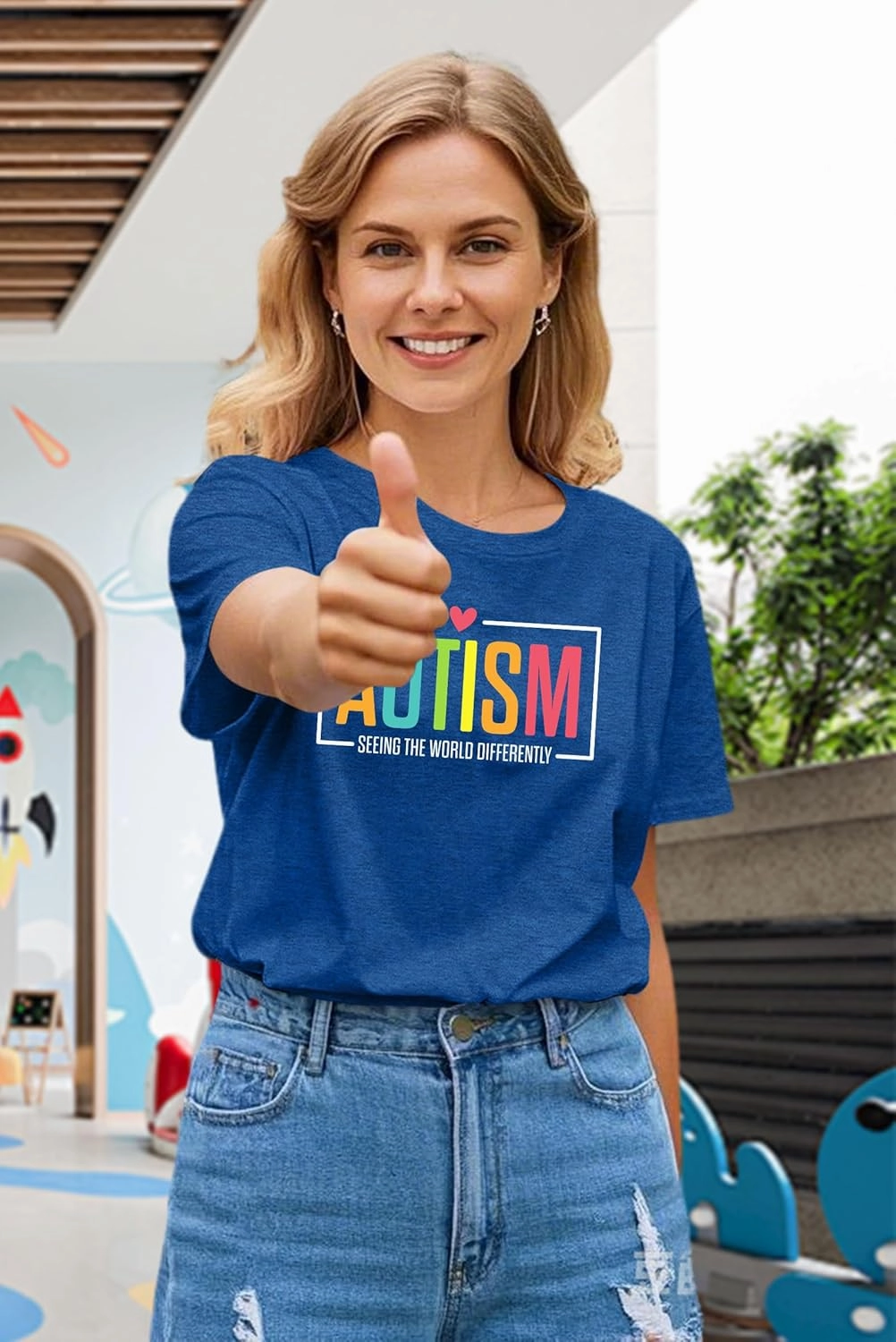 Autism Awareness Shirt for Women I Wear Blue Tshirt Autistic Mom T-Shirt Puzzle Piece Short Sleeve Tops