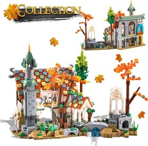 Autumn Fantasy Building Set, Ideas Lord Castle Creative Castle-Inspired Scene with Colorful Trees, Tower & Waterfall Construction Toy for Kids and Adults 680PCS