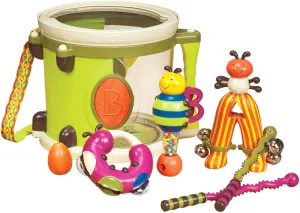 B. toys – Musical Instruments For Kids – Portable Drum Set – Percussion Toys For Toddlers – Jingle Bell, Tambourine, Maraca & More – 18 Months   – Parum Pum Pum