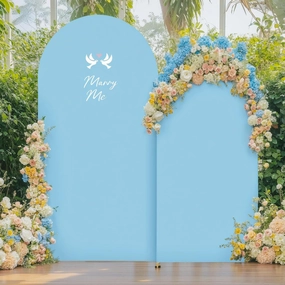 Baby Blue Arch Cover 2 Set-7.2FT, 6FT Arch Backdrop Cover Spandex Fitted Wedding Arch Stand Covers for Birthday Party Baby Shower Boy Wedding Ceremony Banquet Photo Background Decorations