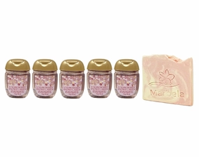Bath & Body Works Strawberry Snowflakes 5 Pack Hand Gel Bundle with a Himalayan Salts Springs Sample Soap
